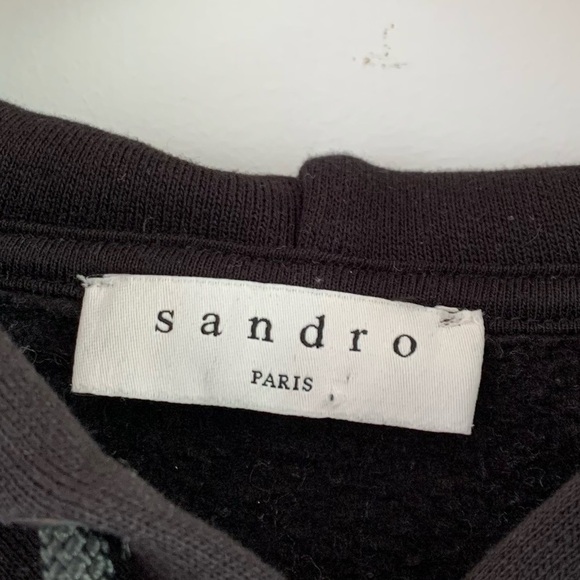 Sandro Paris “Play With Your Heart” Hoodie Black Spellout Graphic Embroidered - Picture 6 of 16